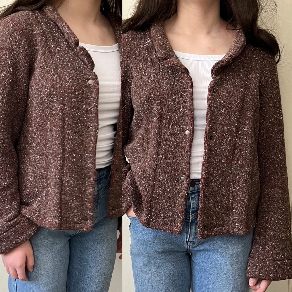 Vintage‎ 90s KarKass Cotton / Wool Blend Cardigan Sweater made in Quebec Canada